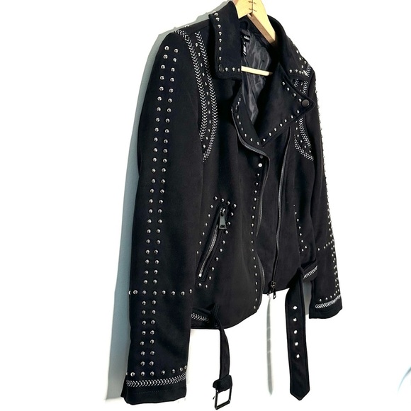 Aqua | Black Studded Faux Suede Moto Jacket Size XS - Picture 4 of 8